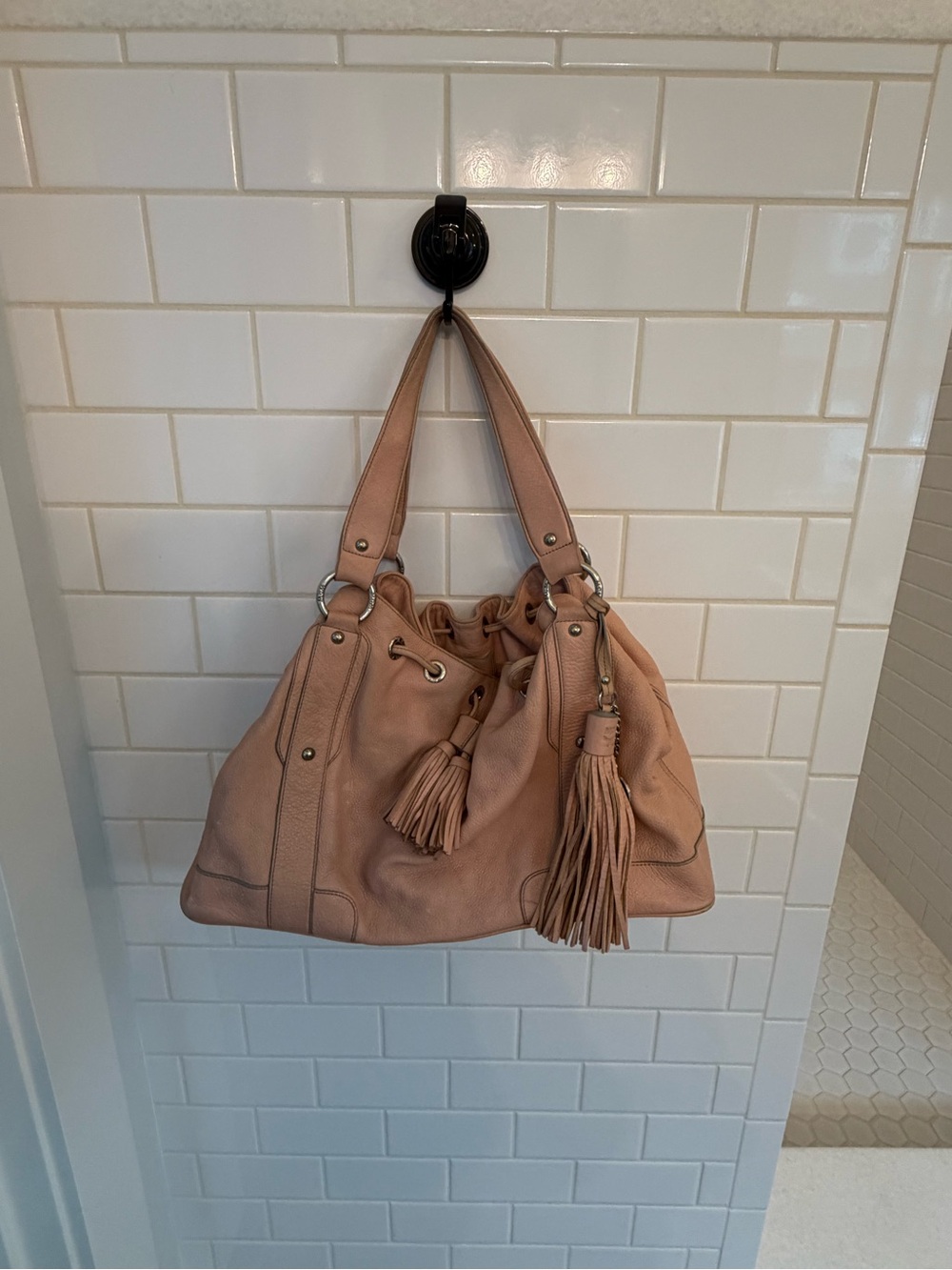 MCM Leather Tote Bag with Tassel Detail